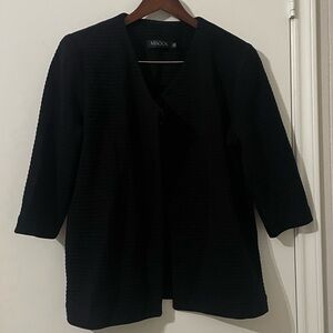 Misook Black Ribbed Knit Jacket Open Front Blazer XL